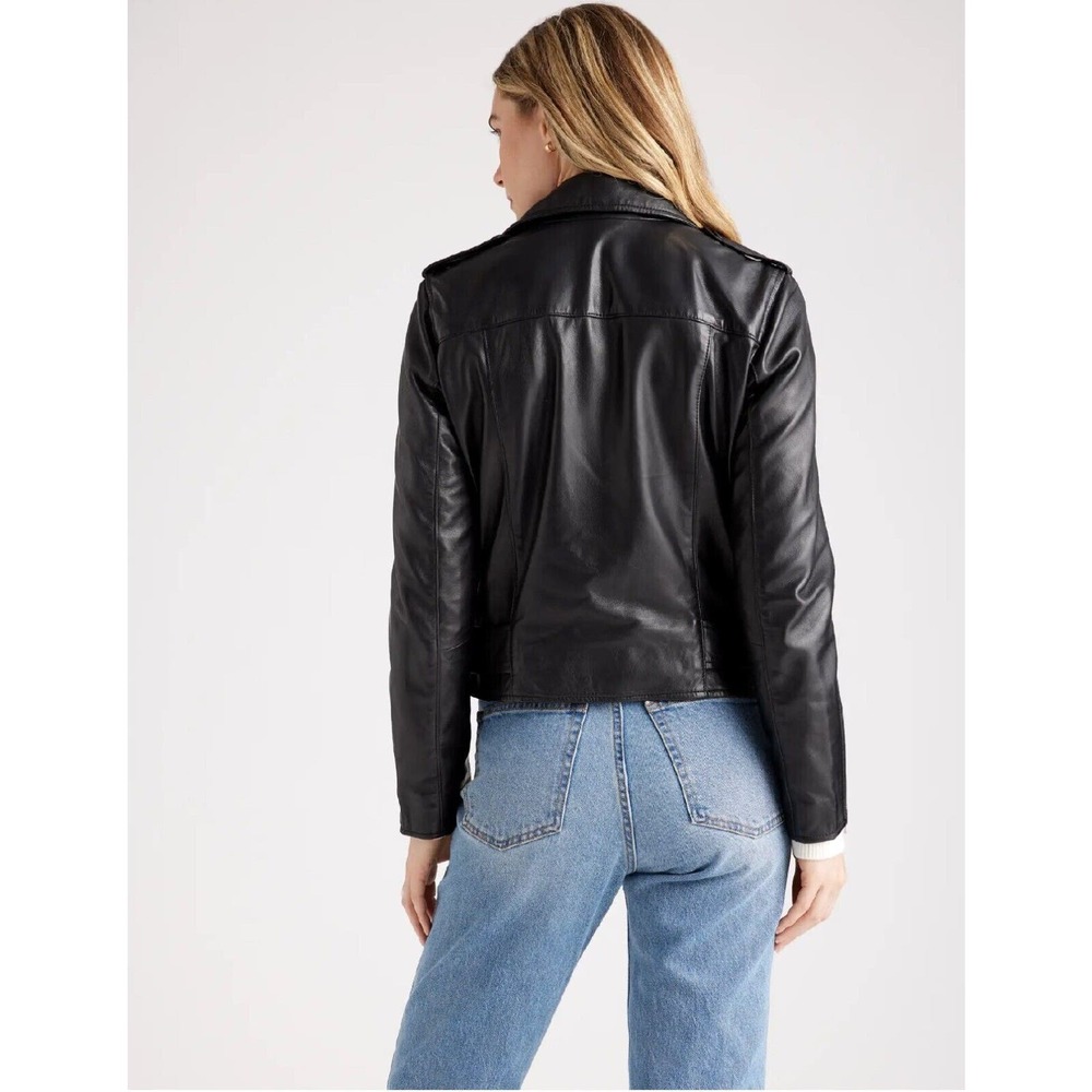 Quince 100% Leather Motorcycle Jacket Black NWT Small - Picture 6 of 7